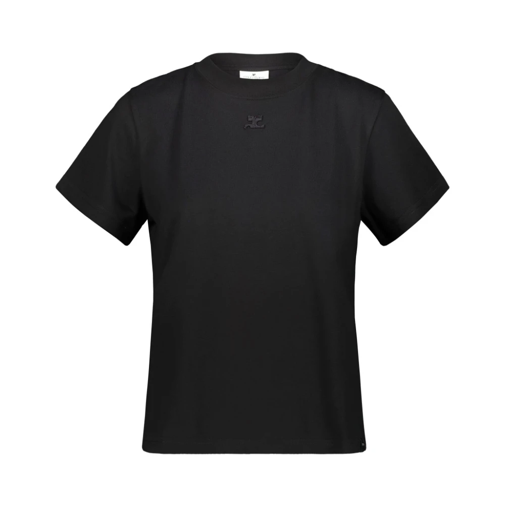 Courrèges Zwart Dry Jersey T-Shirt Black Dames