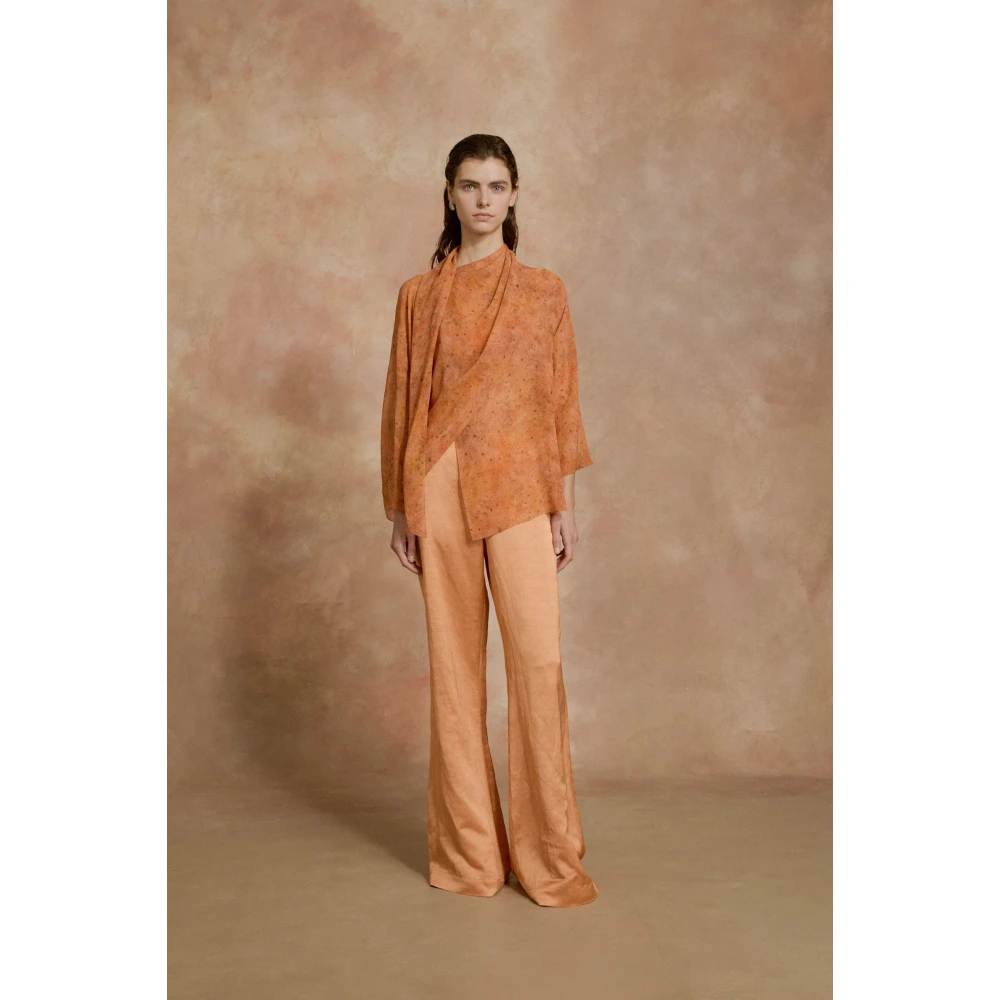 Cortana Lara zijden wikkelblouse sora print Orange Dames