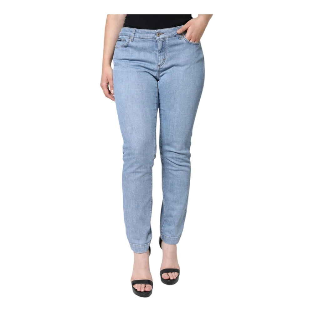 Dolce & Gabbana Blauwe Denim Jeans met Logodetails Blue Dames