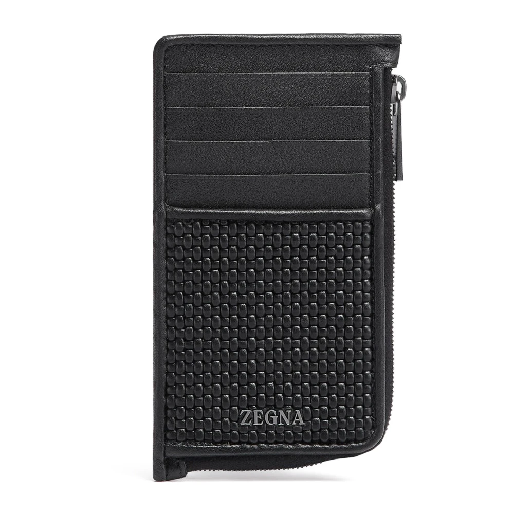 Er egildo Zegna Zwarte geweven leren portemonnees Black Unisex