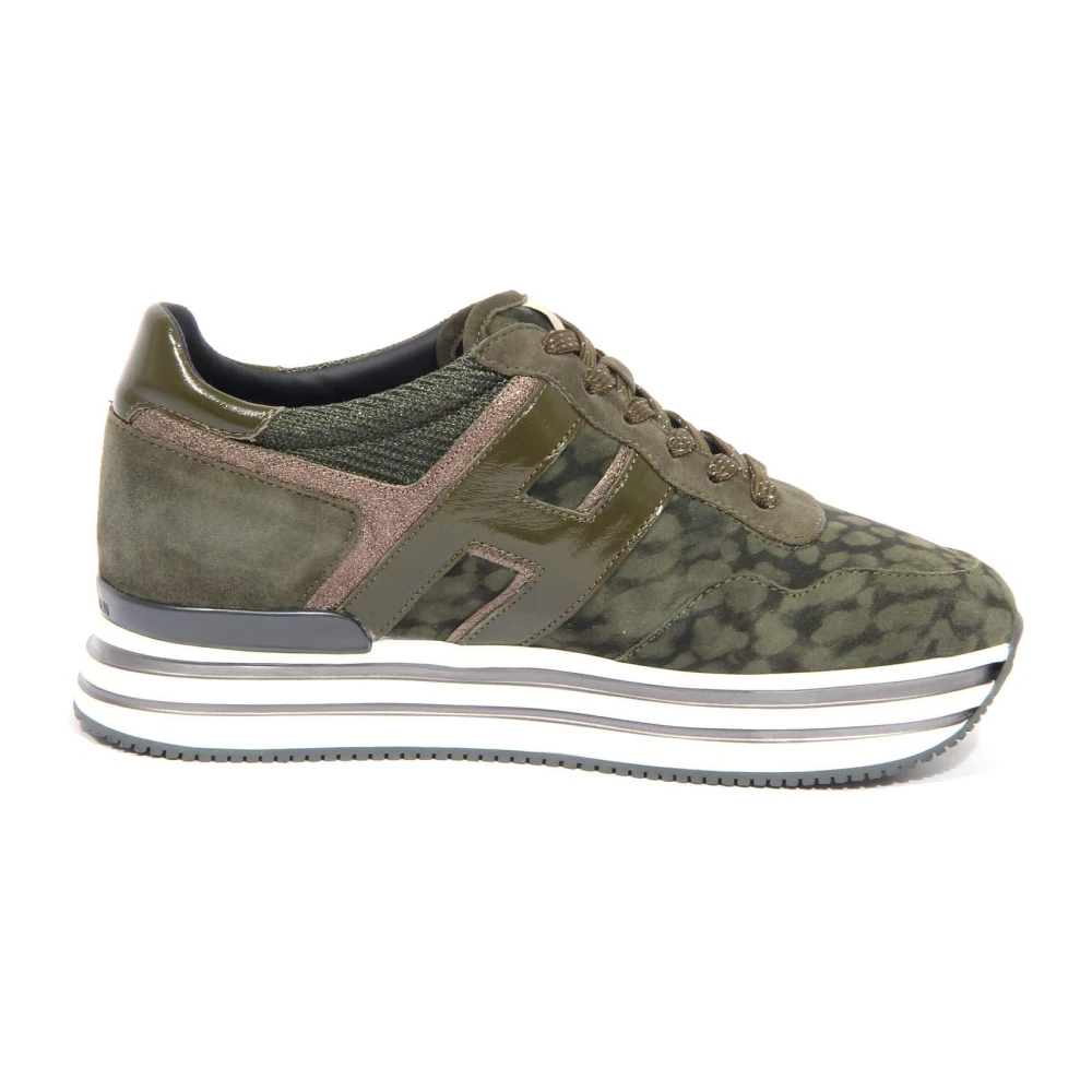 Hogan Groene Veterschoenen met Midi-Platform Dames Schoenen