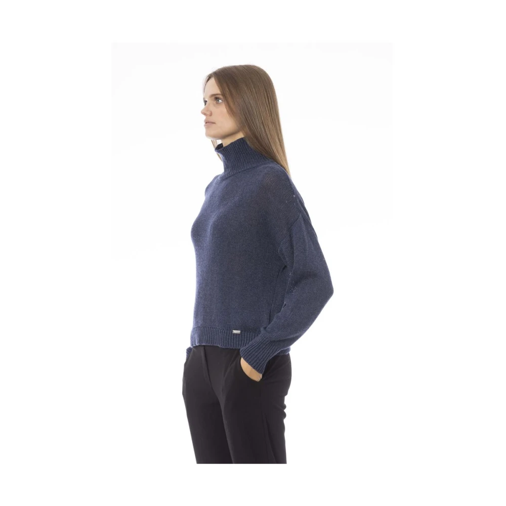 Baldinini Blauwe vulkaanhals trui Blue Dames