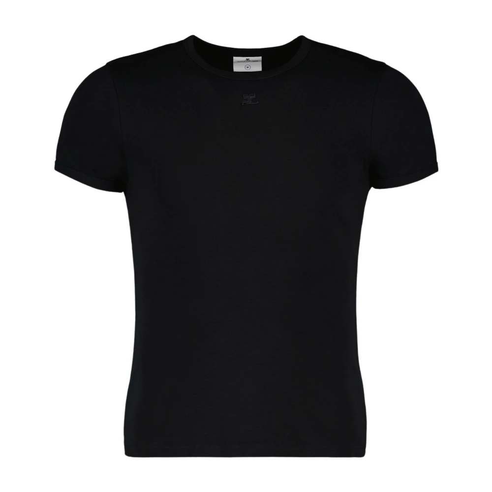 Courrèges Contrast T-shirt Korte Mouwen Geborduurd Logo Black Heren