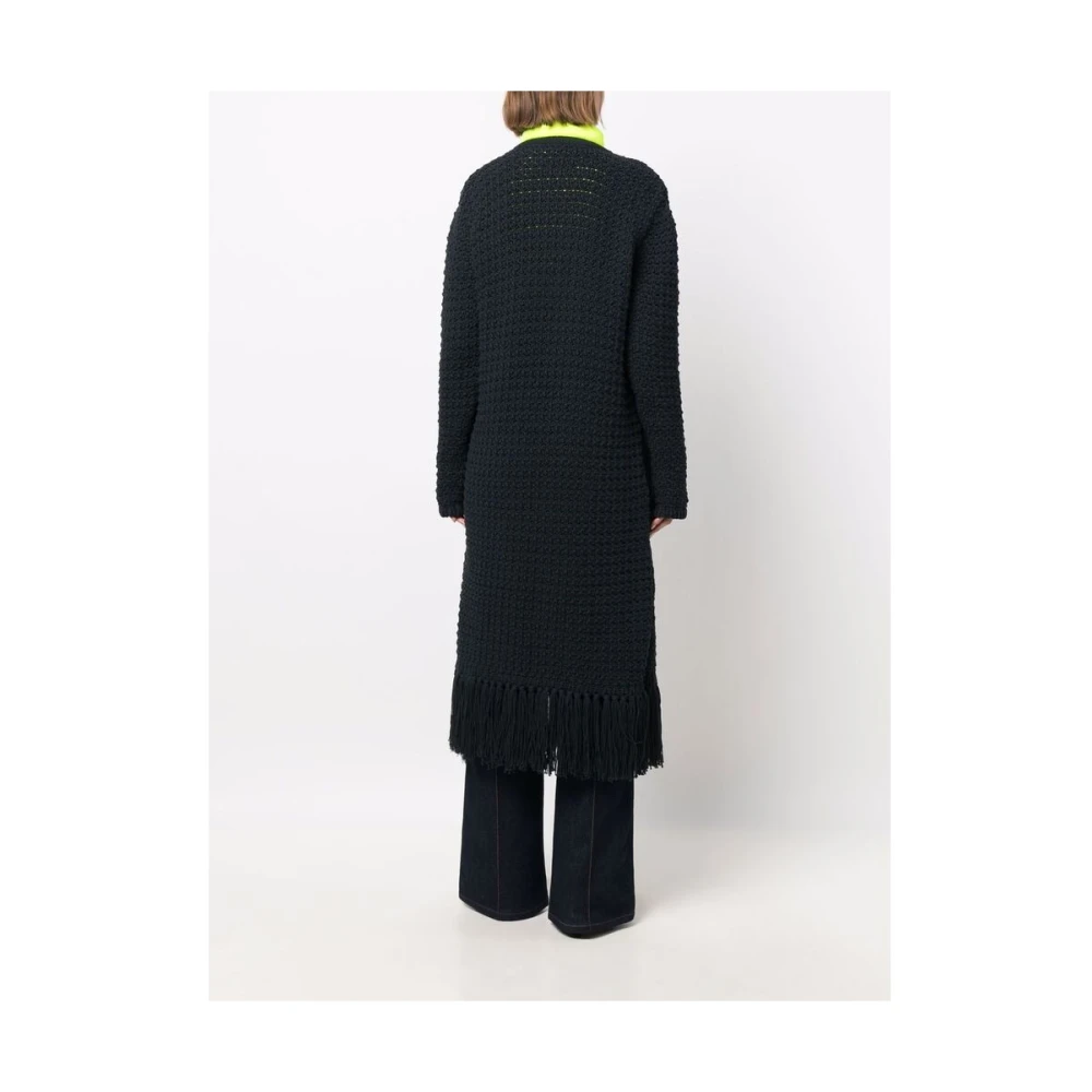 Antonino Valenti Donkerblauwe Chunky-Gebreide Rande Cardi-Jas Blue Dames