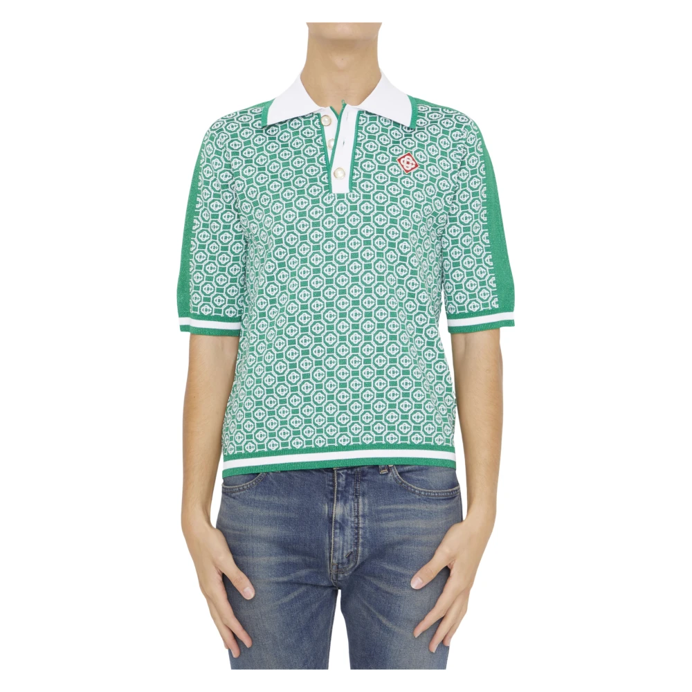 Casablanca Groene Monogram Polo Shirt Green Heren