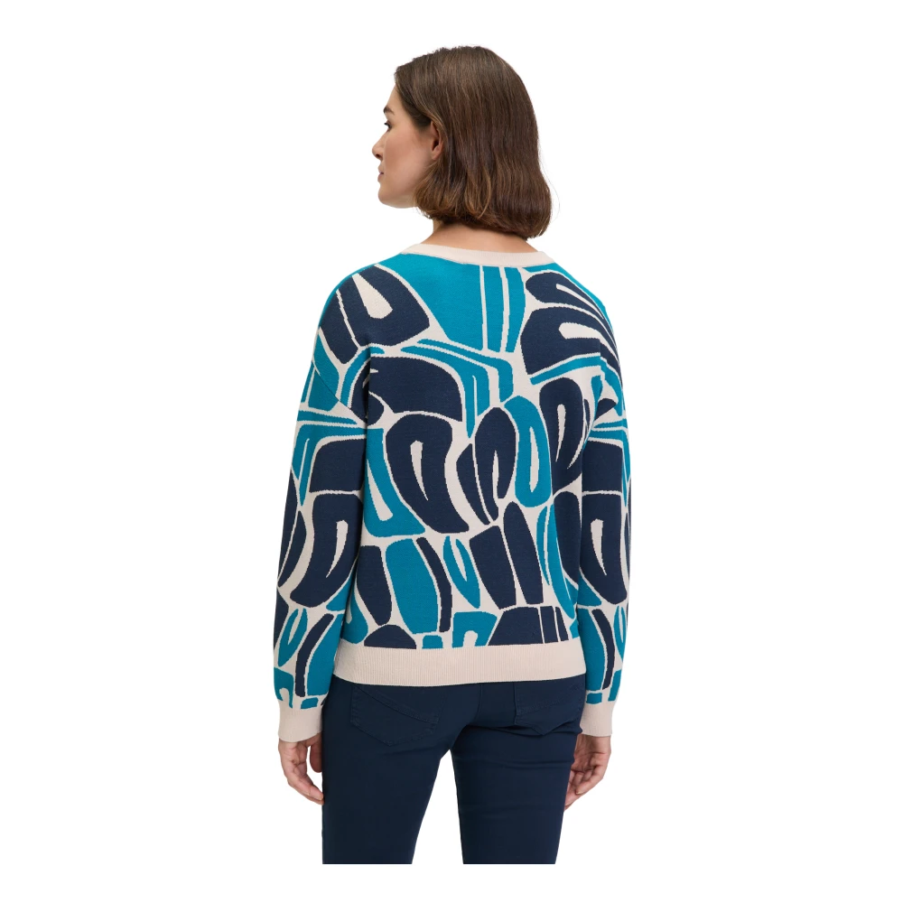 Betty & Co Jacquard Gebreide Trui Blue Dames
