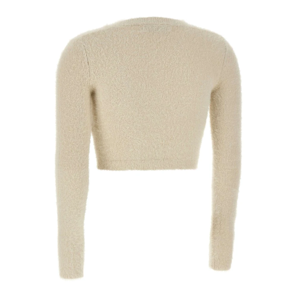 Fiorucci Zachte Pluche Vest Beige Lange Mouwen White Dames