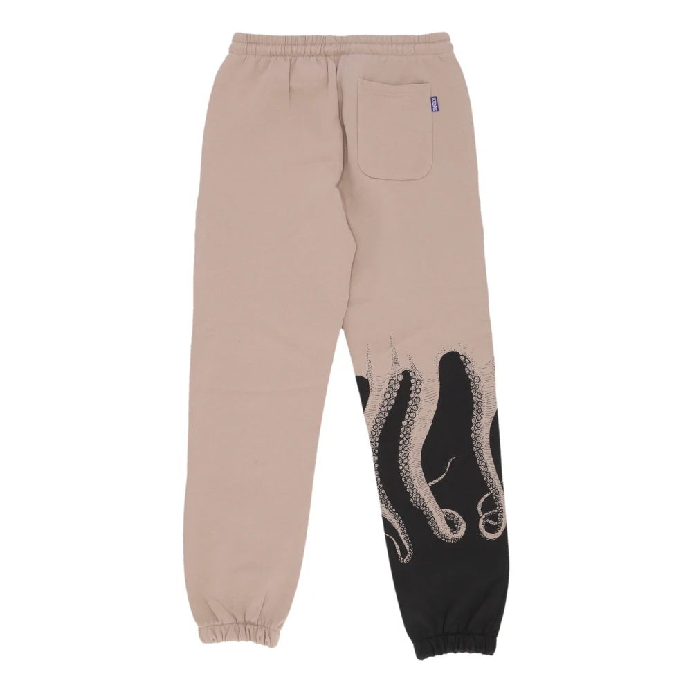 Octopus Aarde Sweatpants met Tentakel Print Beige Heren