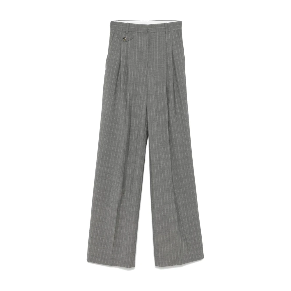 Boss Black Pinstripe Wide Leg Broek Gray Dames