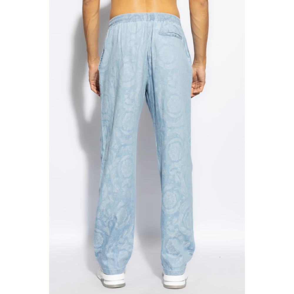 Versace Broek met Barocco patroon Blue Heren