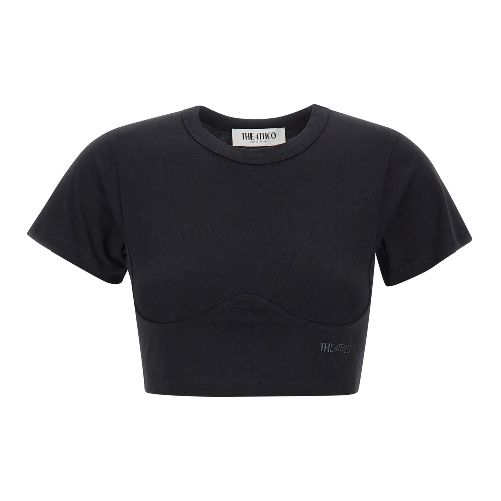 The Attico Black Cropped T-Shirt - Female - T-Shirts - Xs - Tops