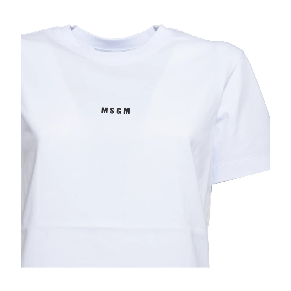 Msgm Klassiek Wit Katoenen T-shirt met Zwart Logo Print White Dames