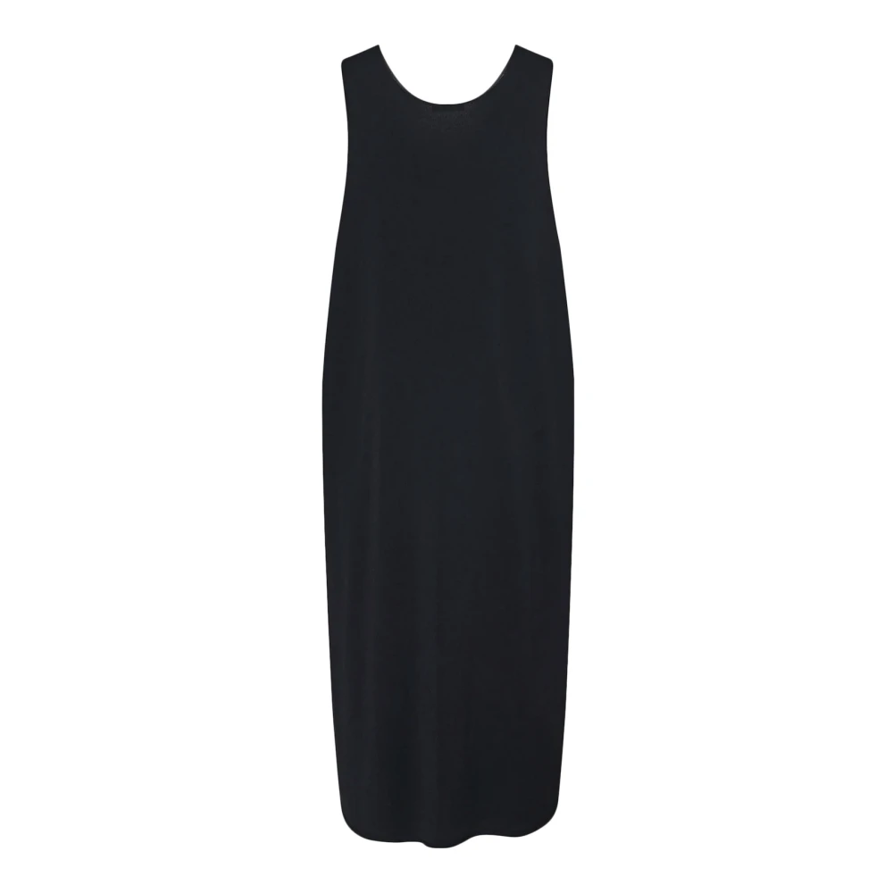 The Row Ronde halsmouwloze viscosemix jurk Black Dames