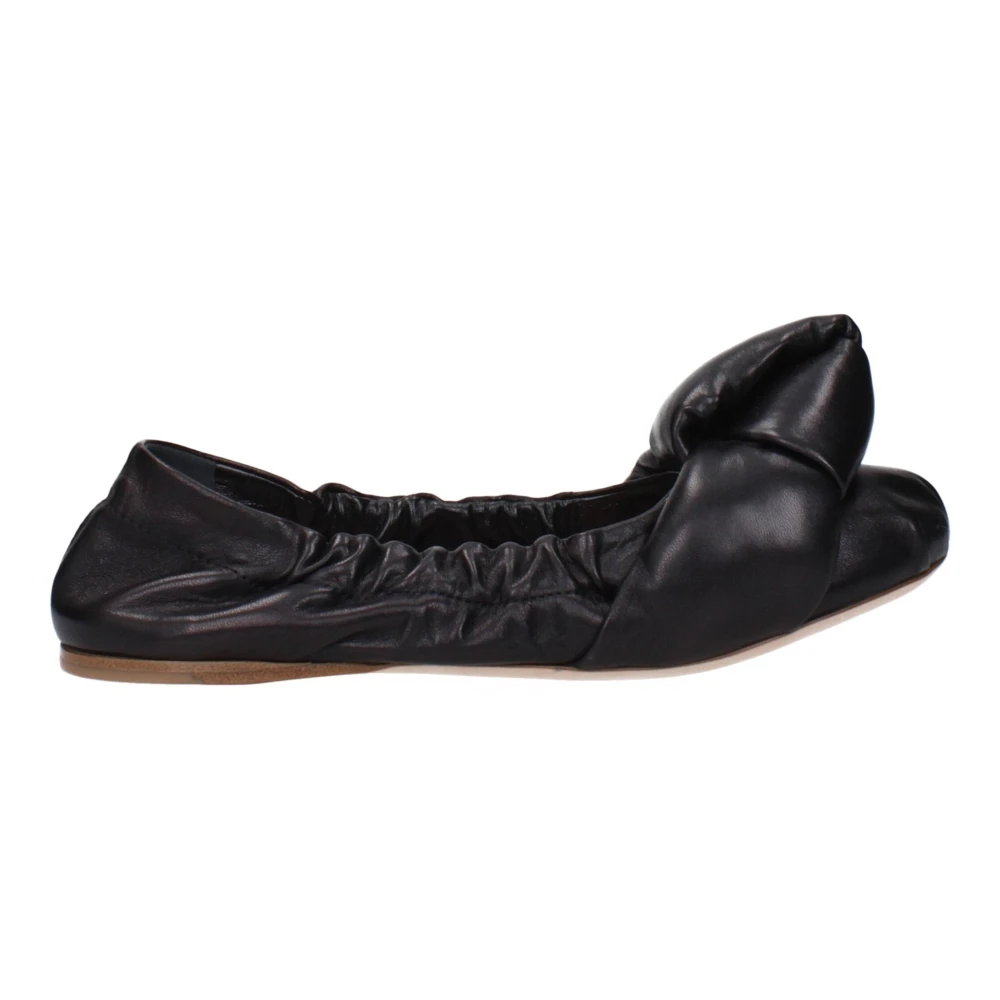 Miu Miu Women's Black Leather Ballet Flats With Front Detail