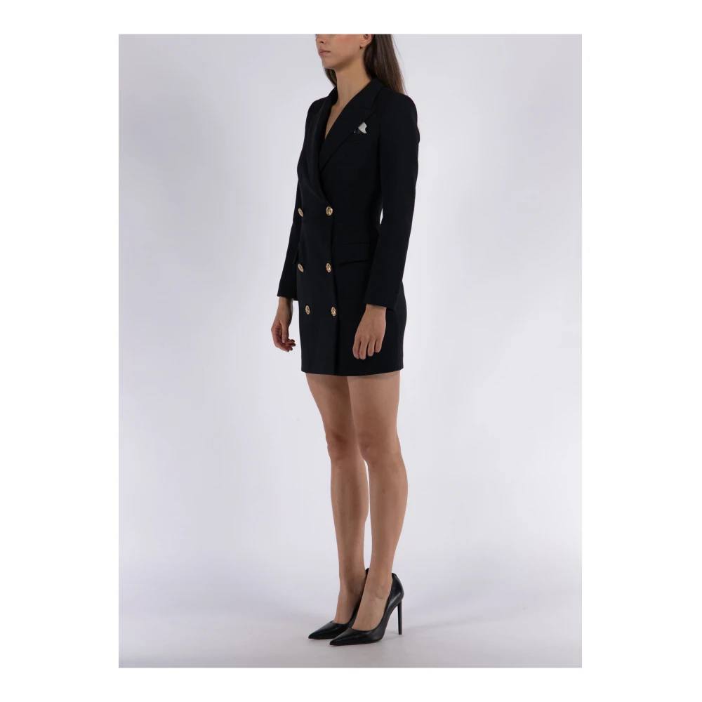 Elisabetta Franchi Dubbelbreasted Manteljurk Black Dames