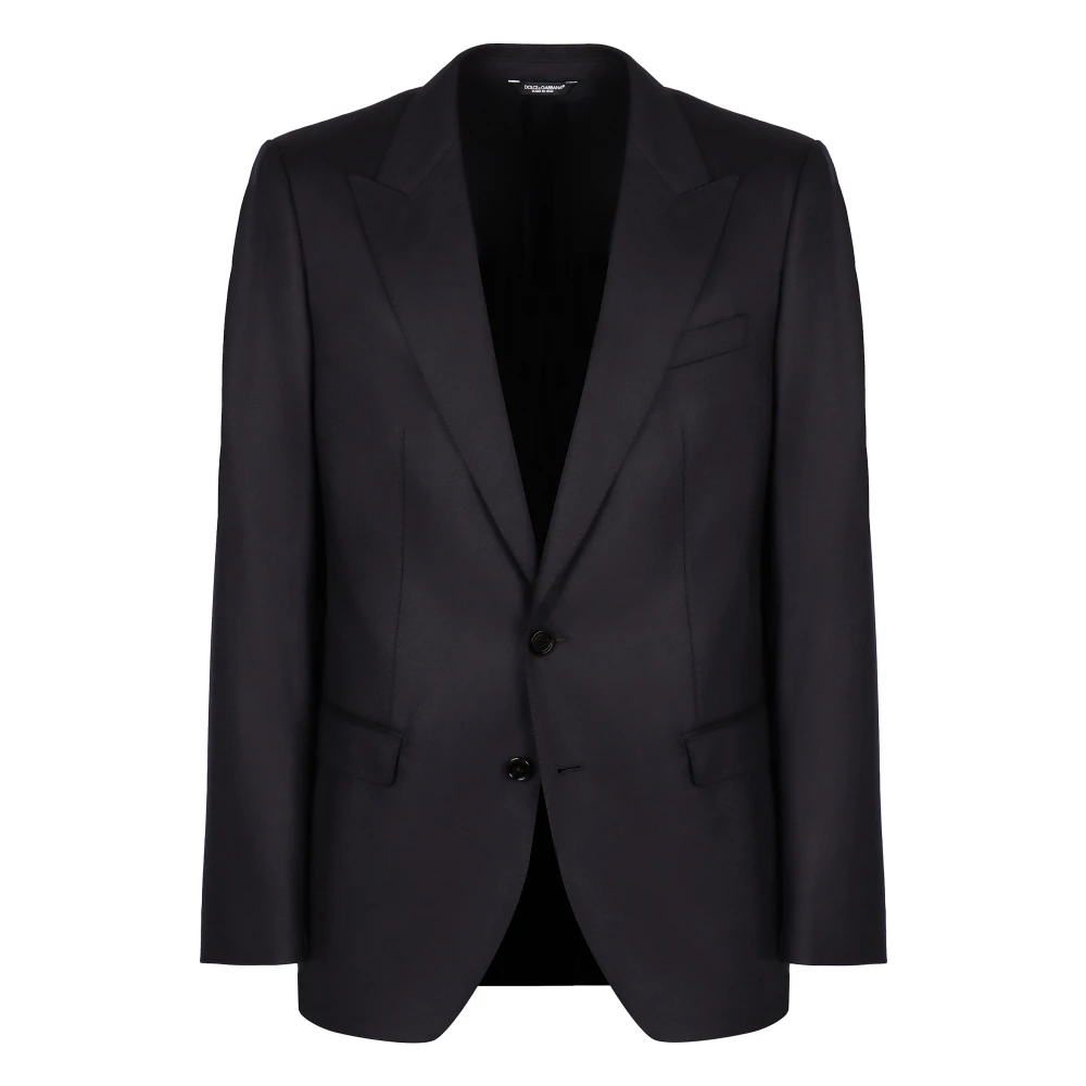 Dolce & Gabbana Wollen Blazer Revers Kraag Zakken Blue Heren