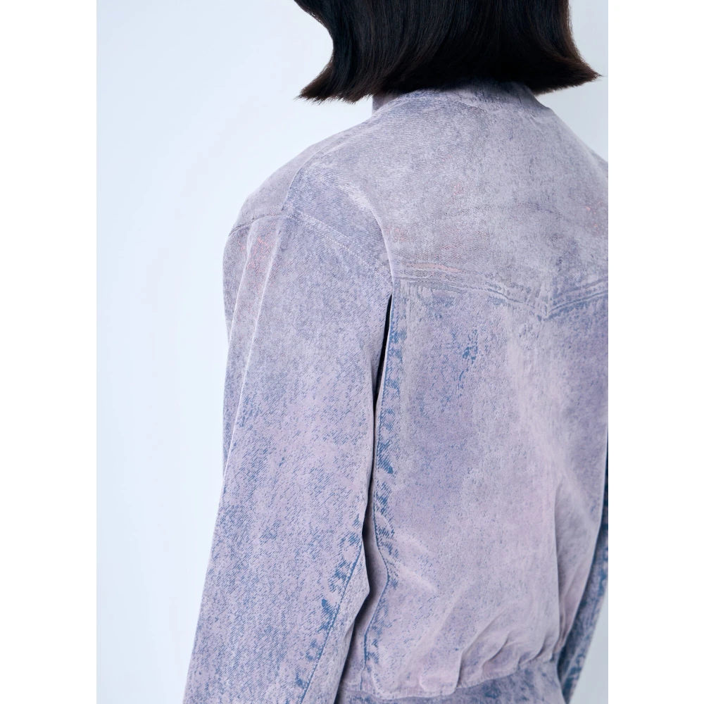 Diesel Velvet Flock Print Zip-Up Sweatshirt Pink Dames