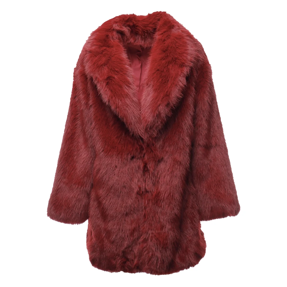 V73 Lang Bont Revers Jas Robijn Kleur Red Dames