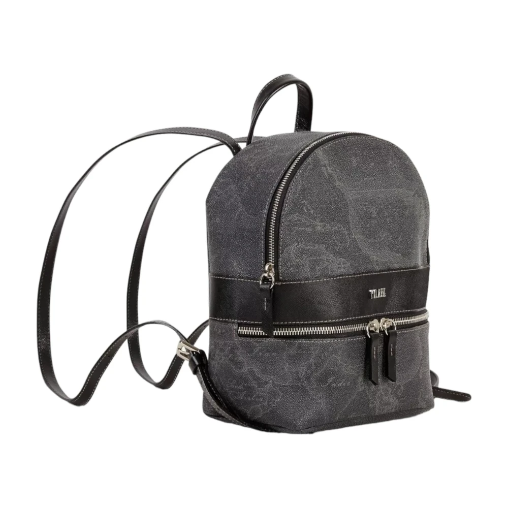 Alviero Martini 1a Classe Geo Black Kaartprint Rugzak met Logo Black Dames