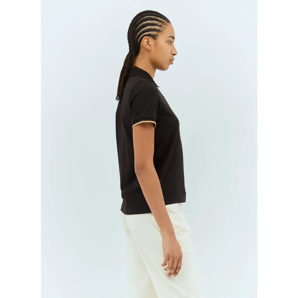 Moncler Klassieke Logo Patch Polo Shirt Black Dames