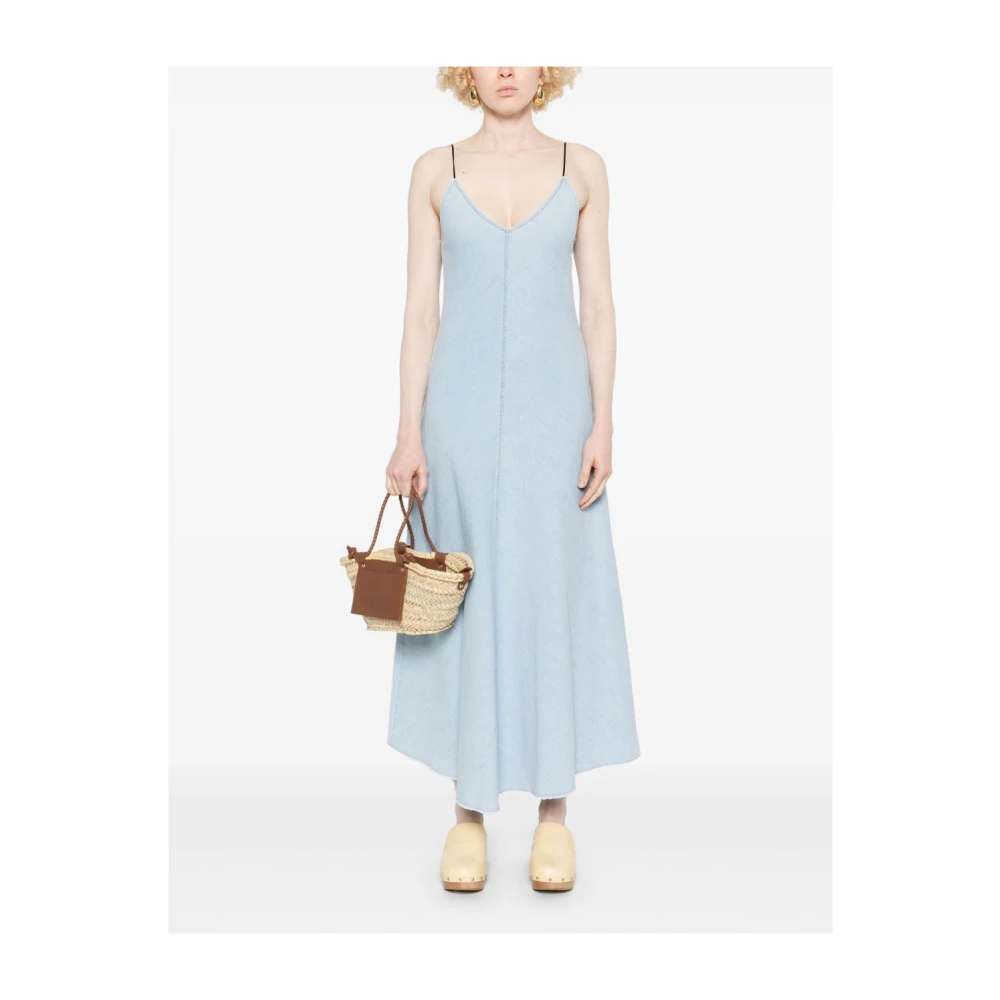 Forte Blauwe V-hals Spaghetti Strap Jurk Blue Dames
