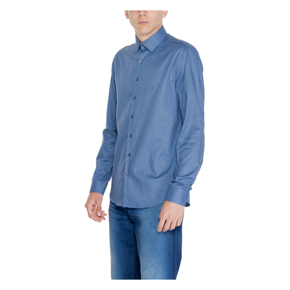 Calvin Klein Herenoverhemd Micro Structure Collectie Blue Heren