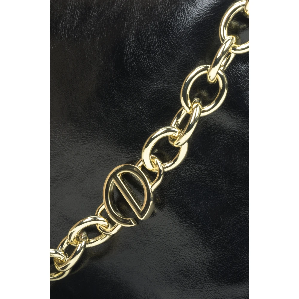 Estro Dames Zwarte Ketting Handtas gemaakt van Leer Er00114415 Black Dames