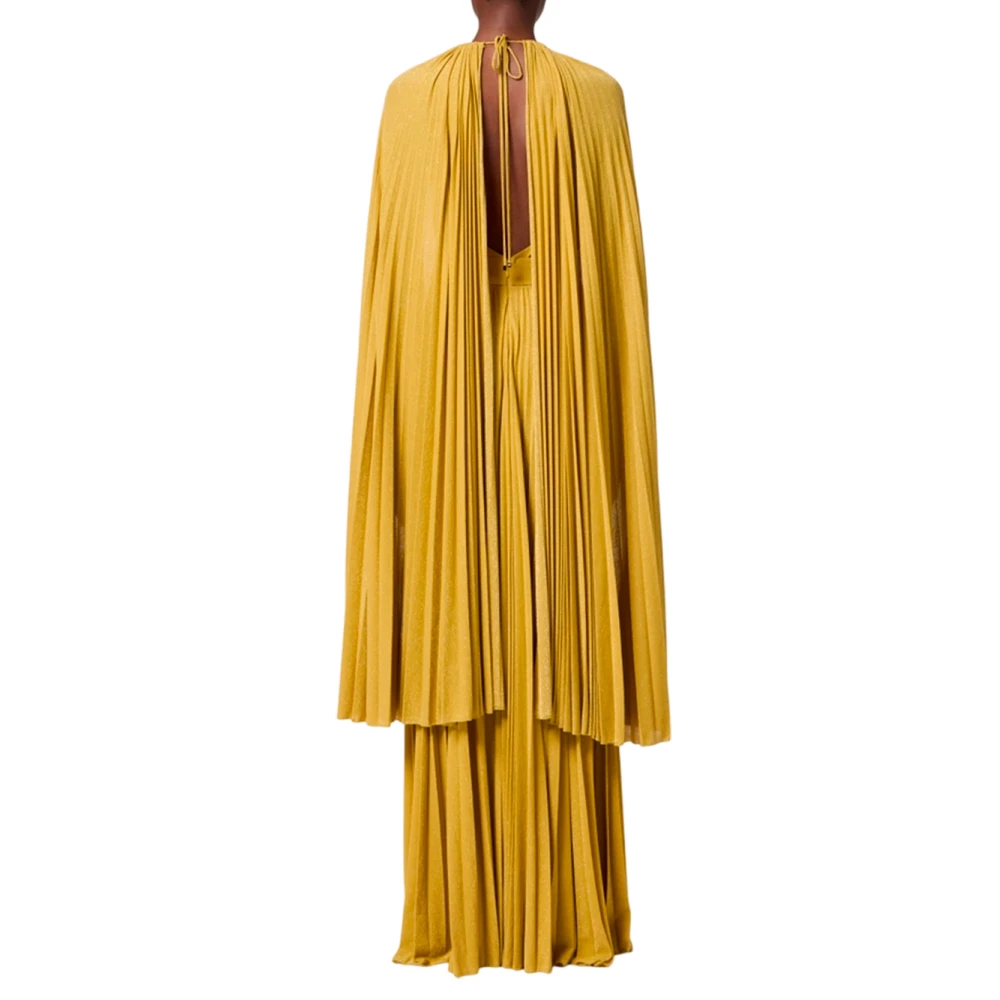 Elisabetta Franchi Elegante Red Carpet Jurk met Gouden Ketting Yellow Dames