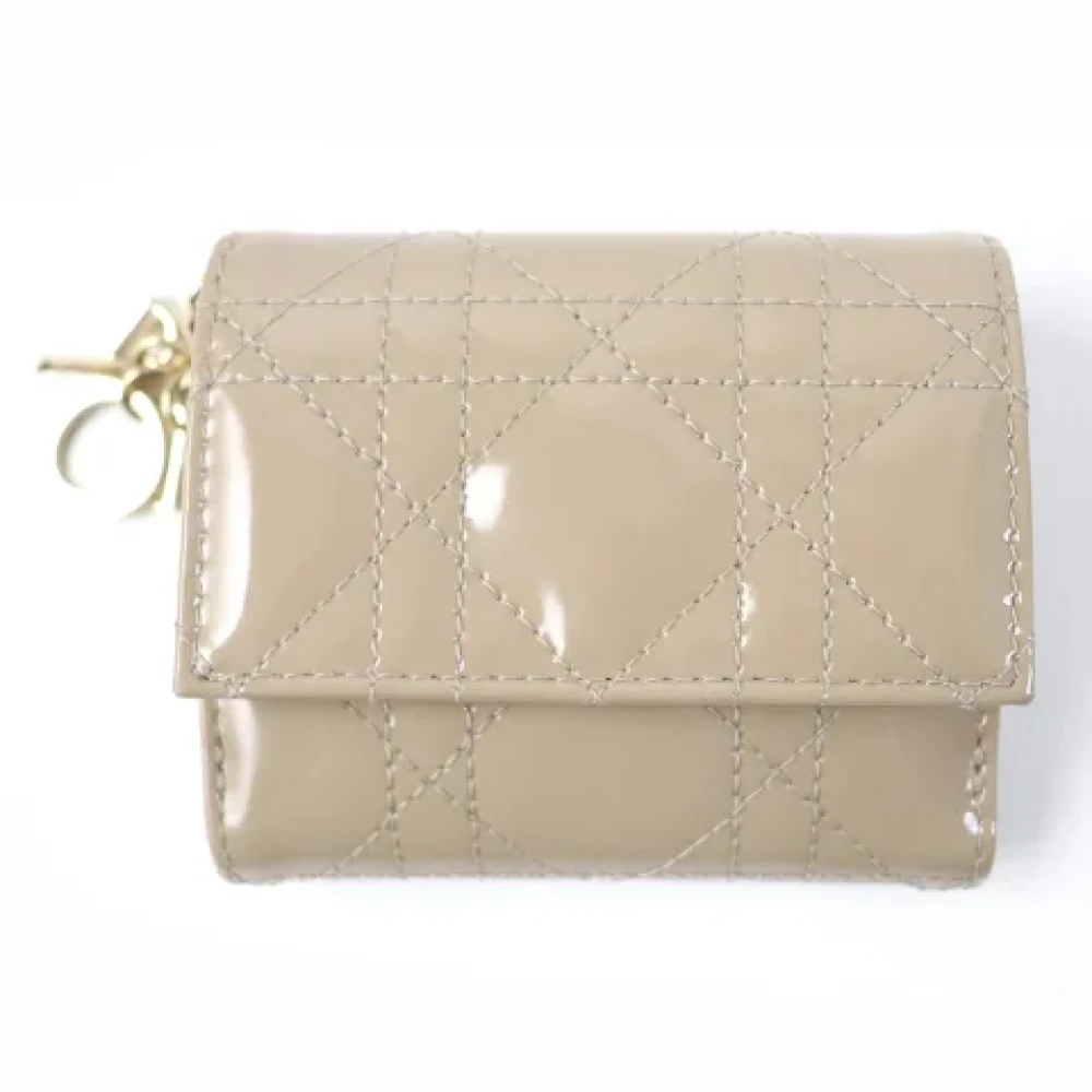 Dior Vintage Pre-owned Leather wallets Beige Dames