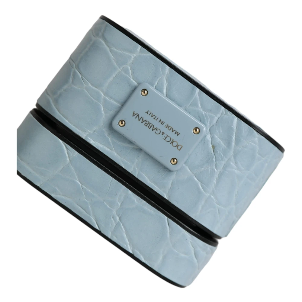 Dolce & Gabbana Blauw lederen Airpods hoesje Blue Unisex