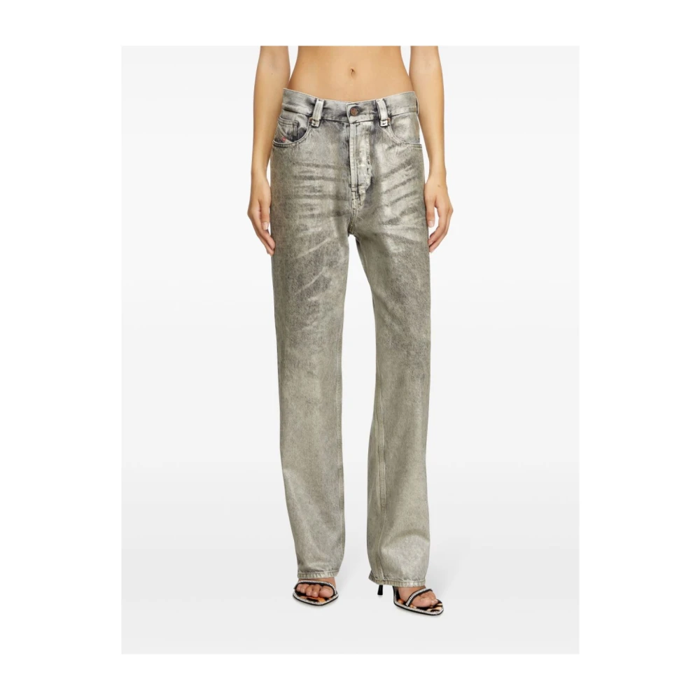 Diesel Grijze Denim Wide Leg Jeans Gray Dames