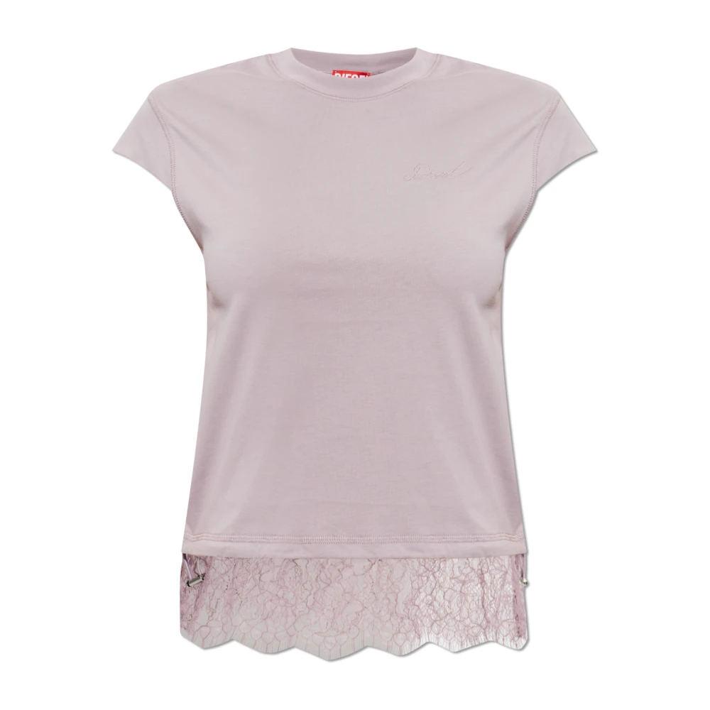 Diesel Mujer Morado Camisetas, Púrpura, Talla: 2XS
