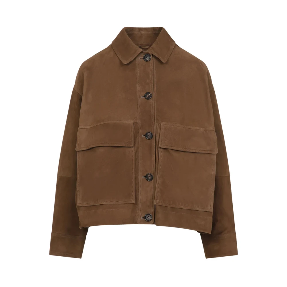 BRUNELLO CUCINELLI Bruine Knop Outerwear met Zakken Brown Dames