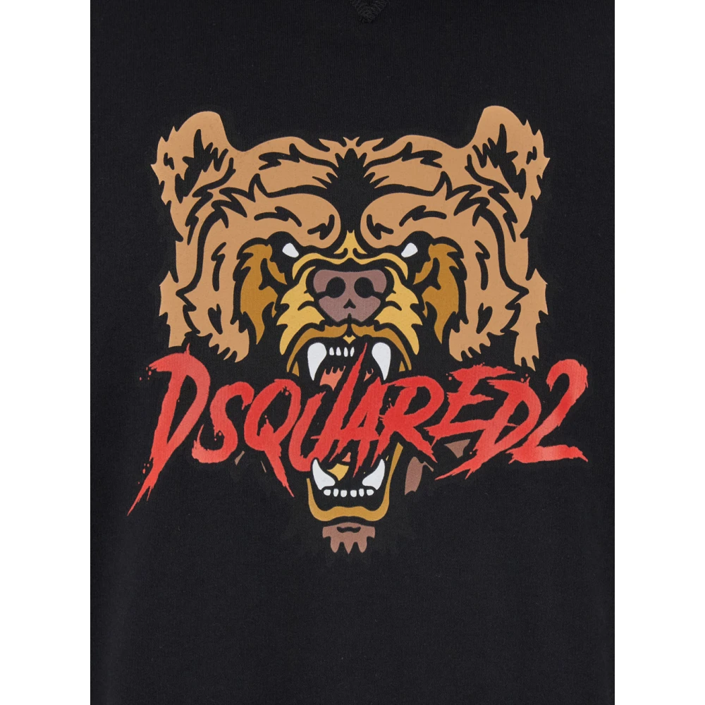 Dsquared2 Zwarte hoodie met trekkoord en logo Black Heren