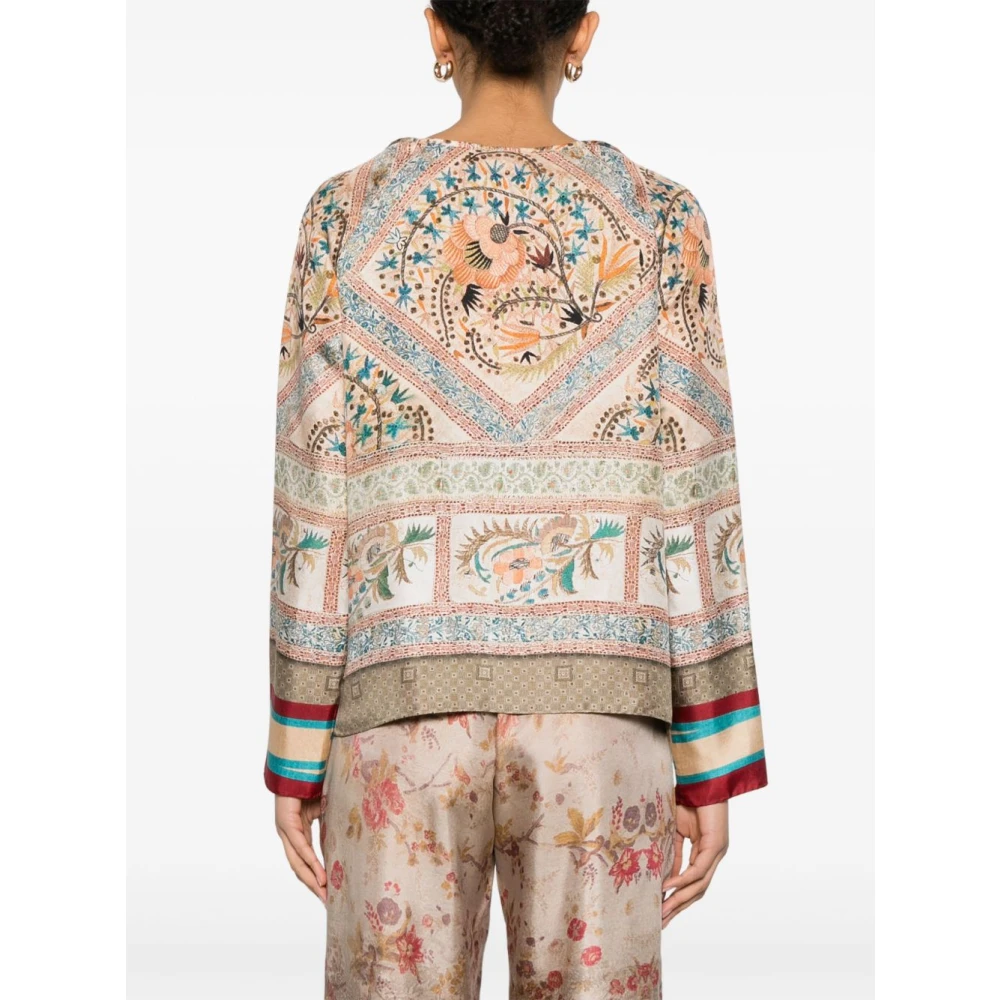 Pierre-Louis Mascia Grafische Print Beige Top Lange Mouwen Multicolor Dames