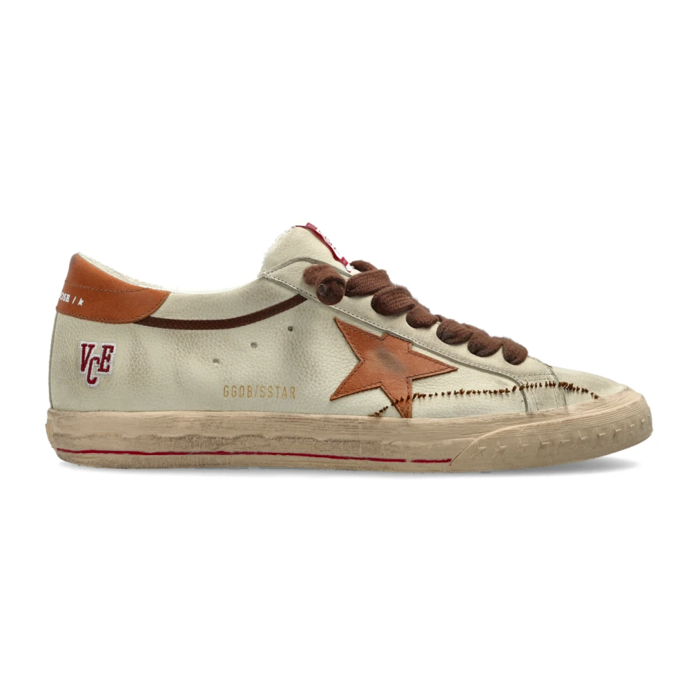 Golden Goose Men's Beige Super-Star With List Destroyed Trainers - Sneakers - 8 Uk - Shoes