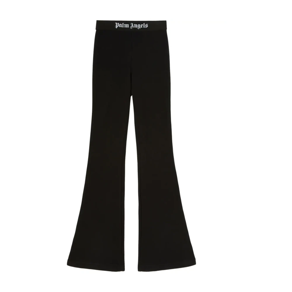 Palm Angels Women's Black Wide Trousers, M, High-Waisted Wide Trousers