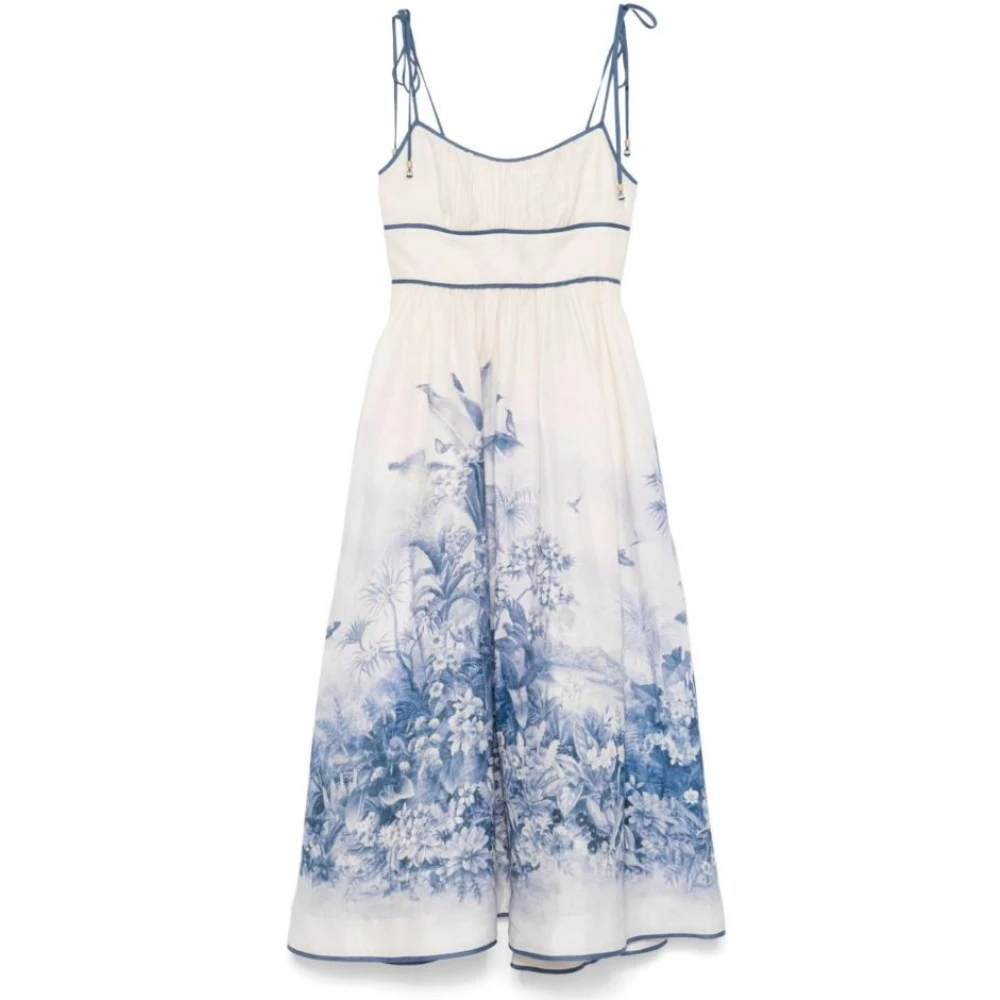 Zimmermann Blauwe Palm Picnic Jurk Multicolor Dames