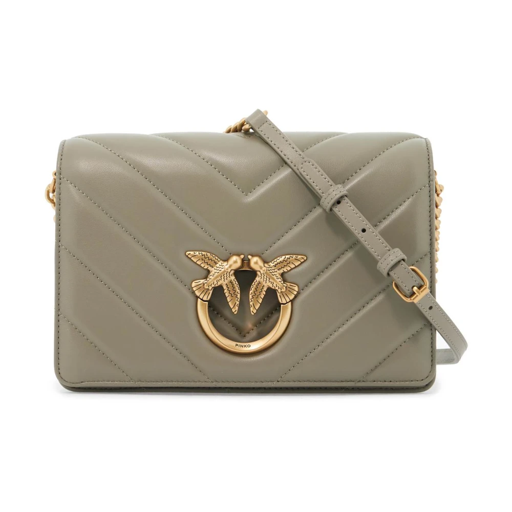 Pinko Chevron Quilted Love Birds Schoudertas Gray Dames