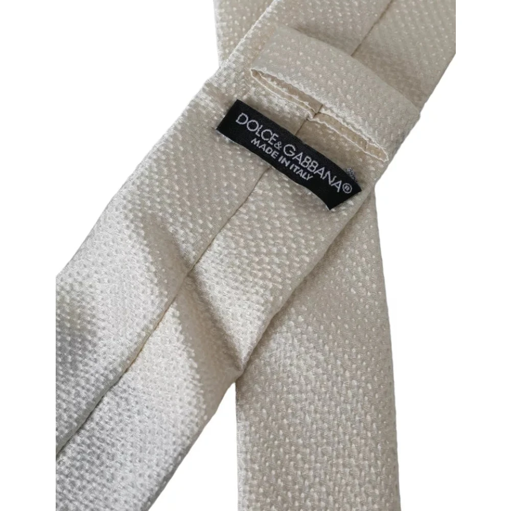 Dolce & Gabbana Off-White Verstelbare Zijden Heren Stropdas White Heren