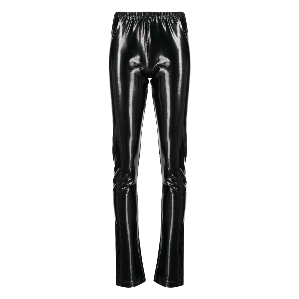 Junya Watanabe Zwarte elastische taille viny broek Black Heren