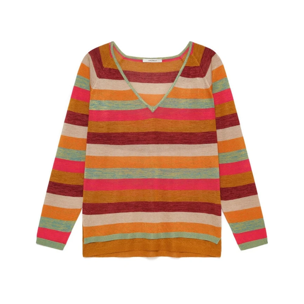 Maliparmi Multicolor V-Neck Knitwear, Female, Xs, Viscose Fluid Jumper