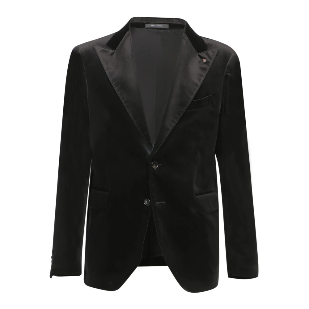 Tagliatore Zwart Fluweel Blazer Elegant Formele Kleding Black Heren