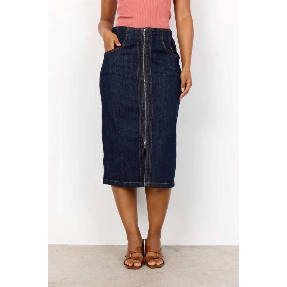 Soyaconcept Denim rok met volledige rits Black Dames