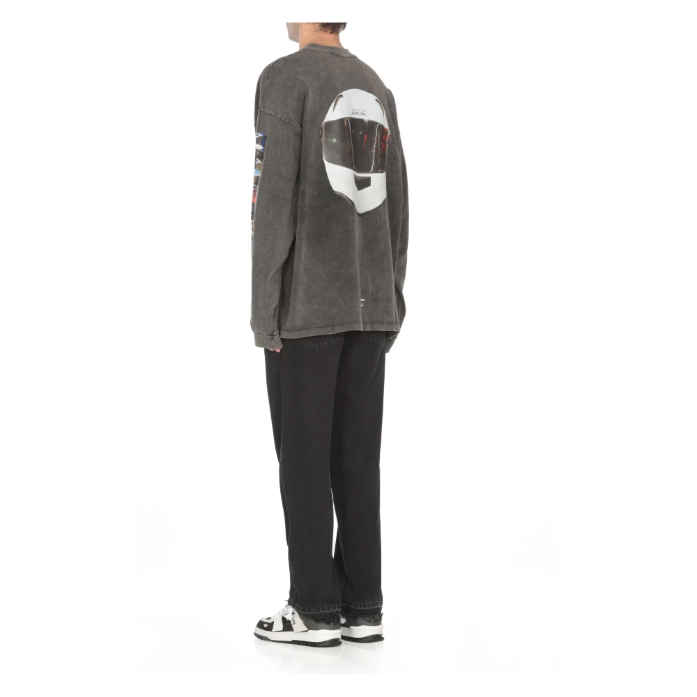 Msgm Grijze Katoenen Sweatshirt met Print Gray Heren