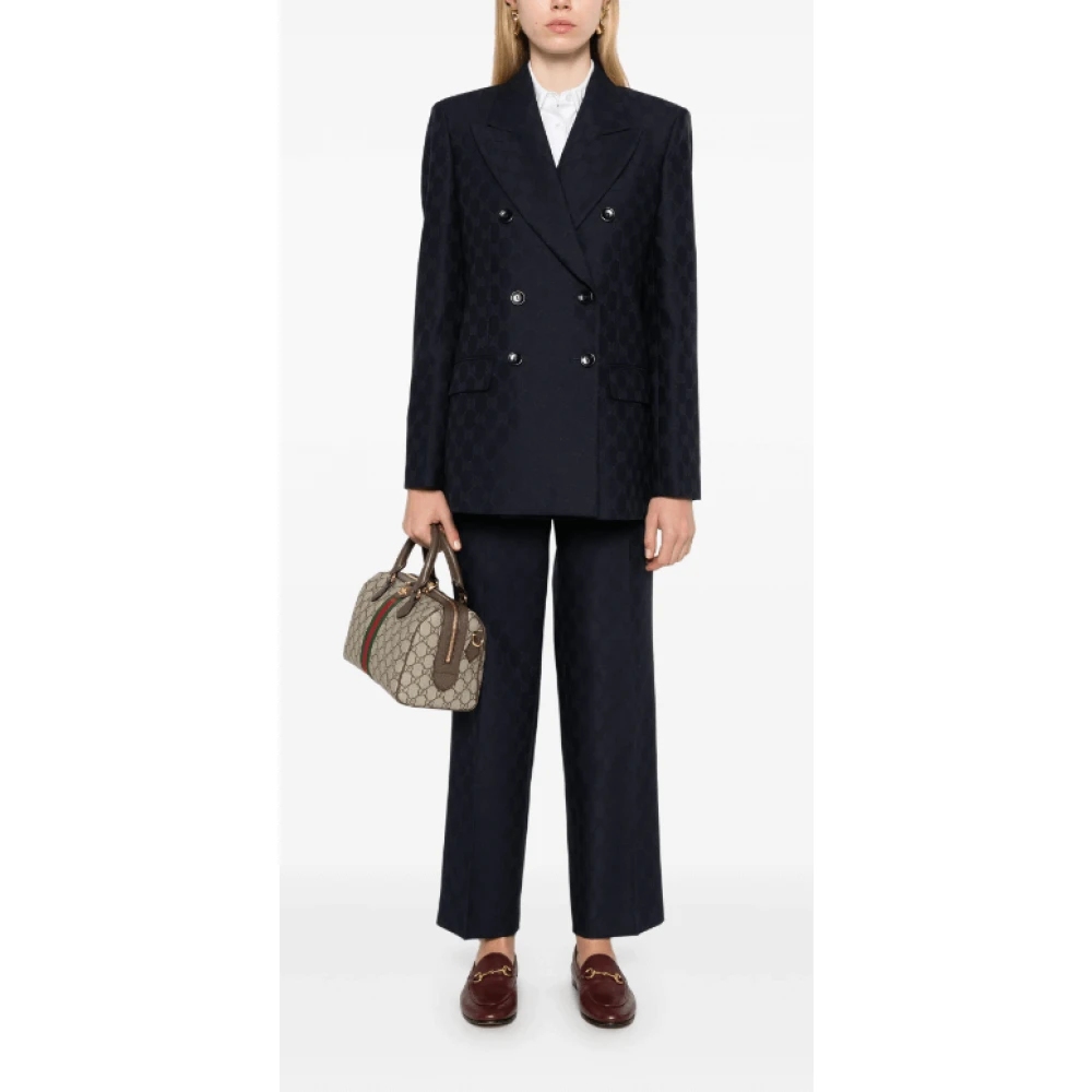 Gucci Blauwe wollen broek keperbinding Blue Dames