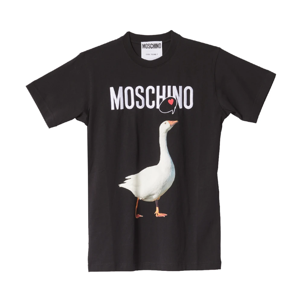 Moschino Zwarte katoenen T-shirt met Luisa Goose Print Black Dames