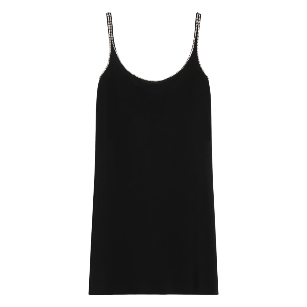 SPORTMAX Elegante Zwarte Strass Jurk Black Dames