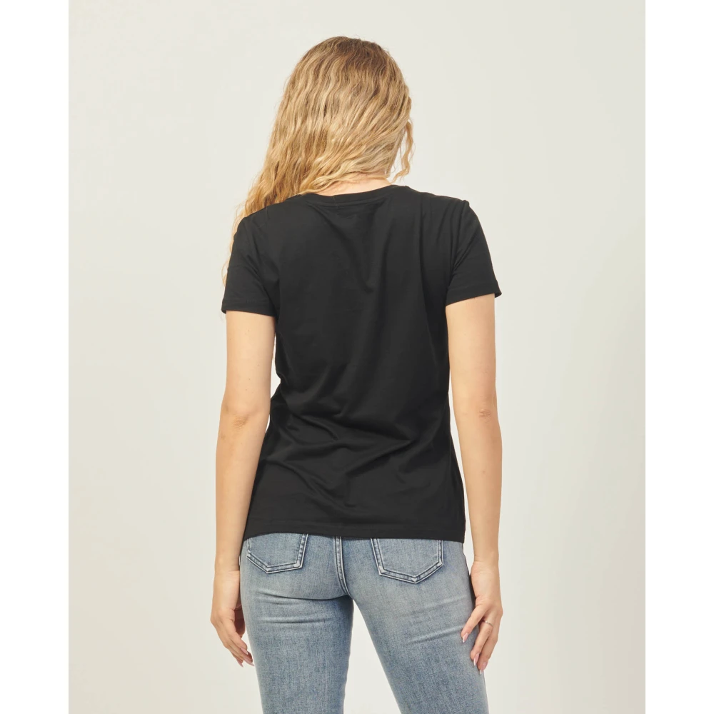 Armani Exchange Zwarte Katoenen Pima Slim Fit T-shirt Black Dames