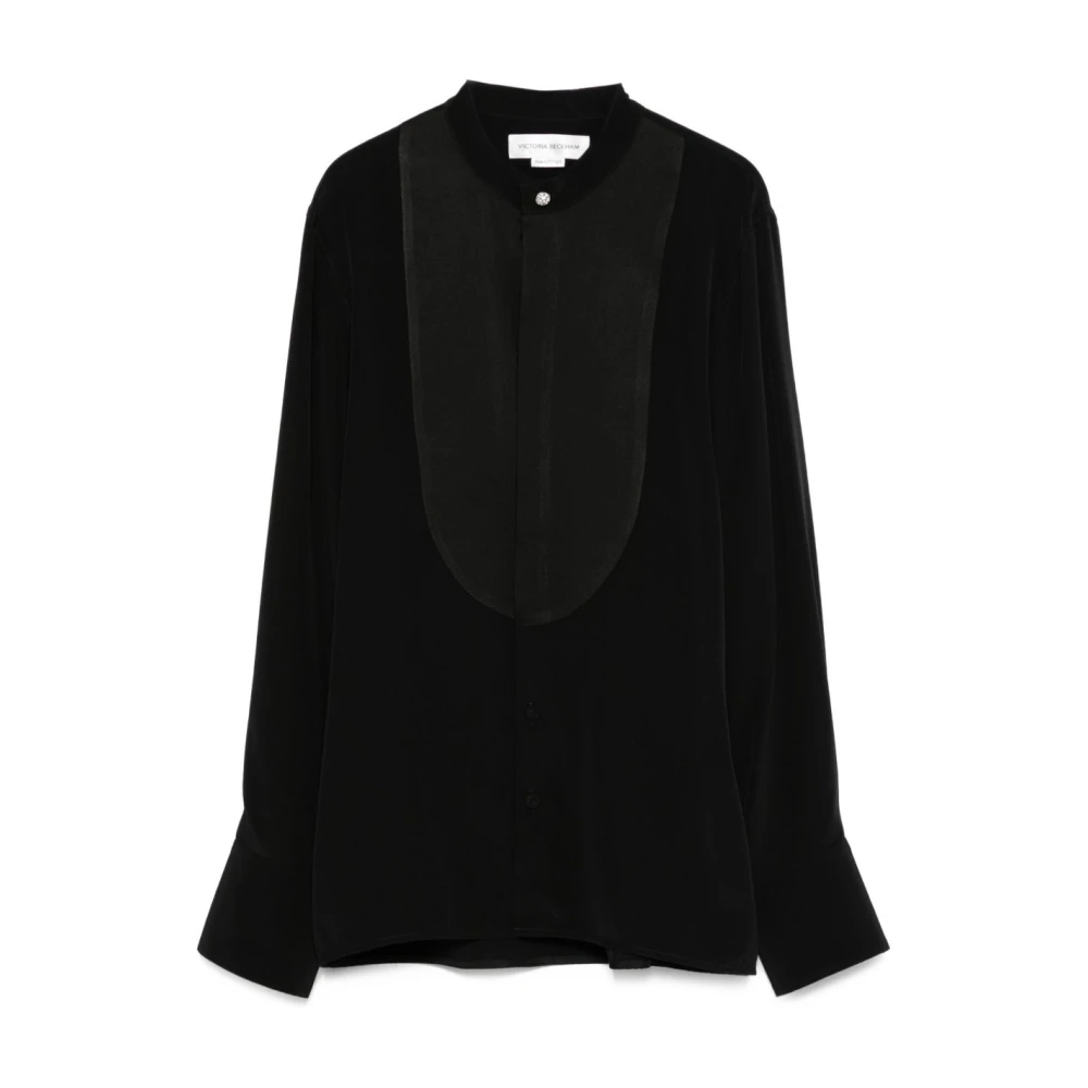 Victoria Beckham Women's Black Bib Detail Blouse - Blouses - 2XS - Blouses & Shirts
